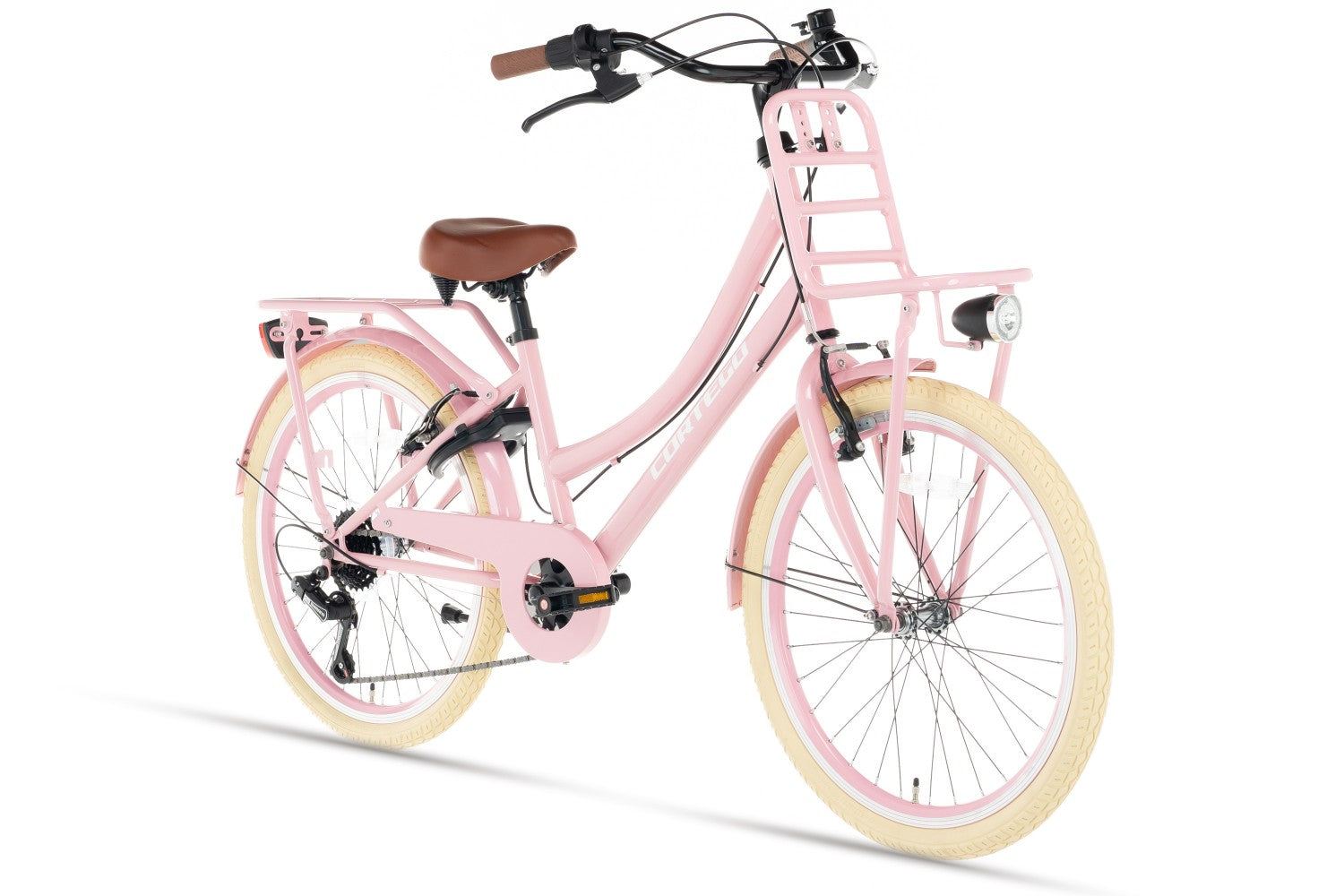 rosa hollandrad Cortego Mädchenfahrrad 22 D7 Zoll Rosa inkl. Vorderradträger