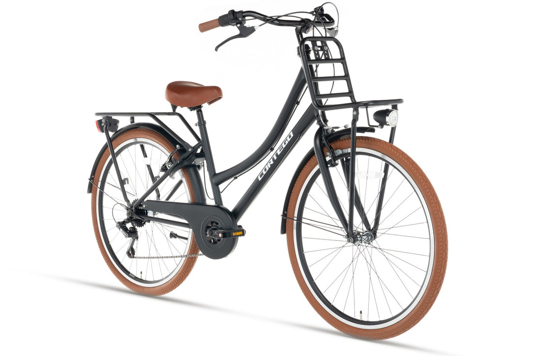 Cortego Transporter Mädchenfahrrad 24 Zoll – 7 Gänge – Schwarz