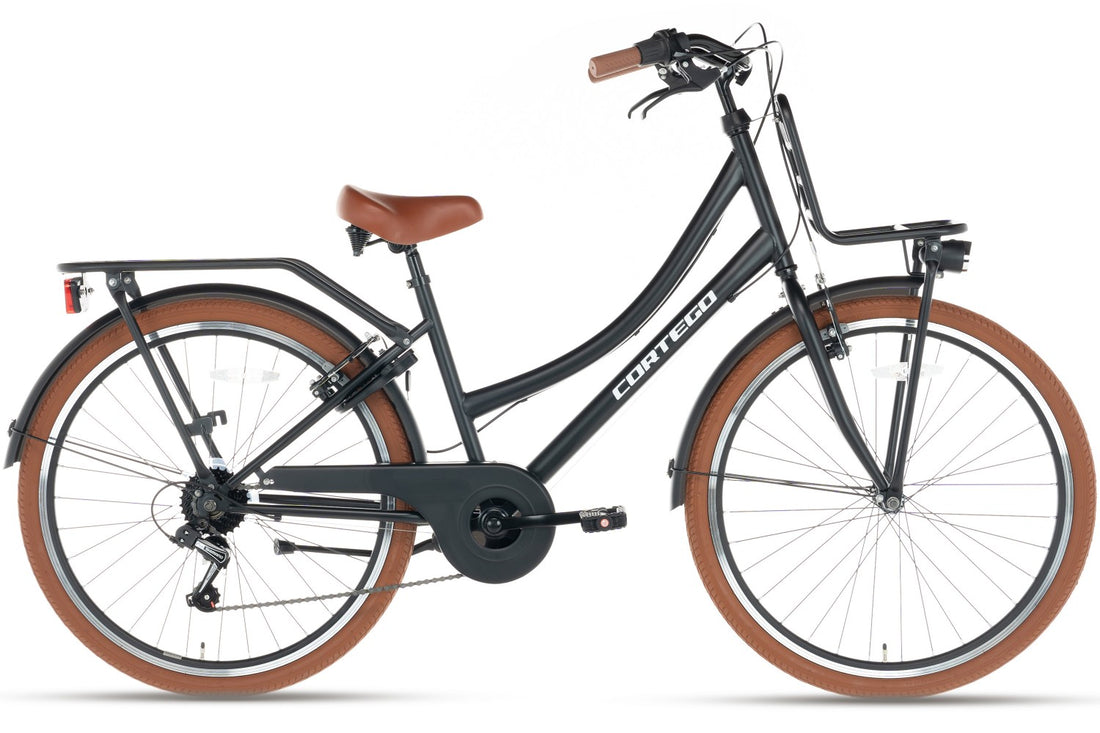 Cortego Transporter Mädchenfahrrad 24 Zoll – 7 Gänge – Schwarz