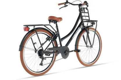 Cortego Transporter Mädchenfahrrad 24 Zoll – 7 Gänge – Schwarz